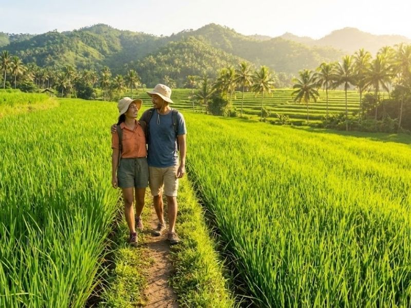 Trekking sawah desa Elong Tune Lombok