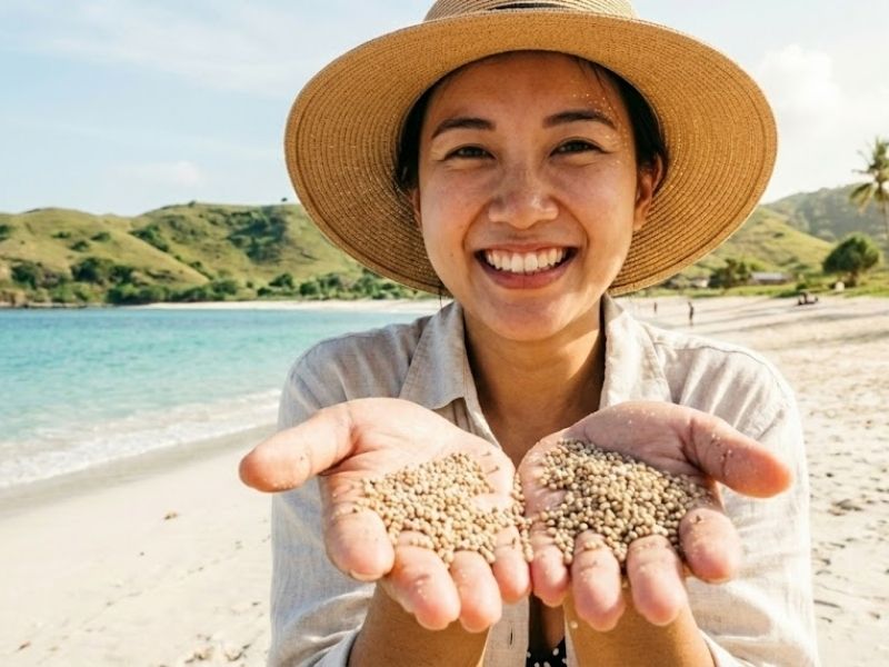 Wisata Pantai Tanjung Aan pasir merica